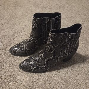 Steve Madden Black Snakeskin Ankle Booties